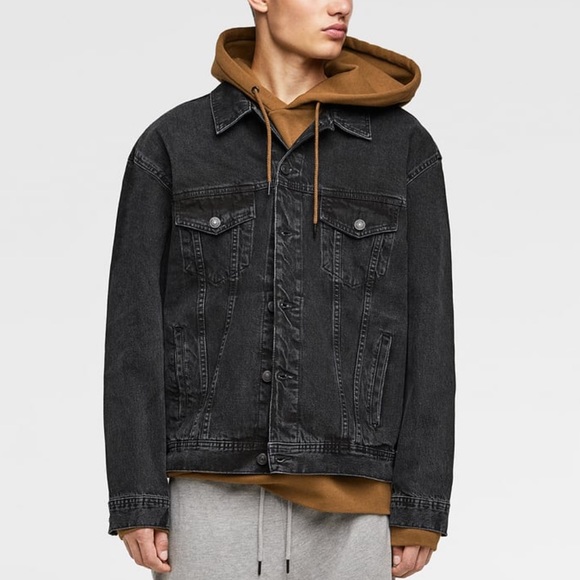 mens oversized denim jacket black